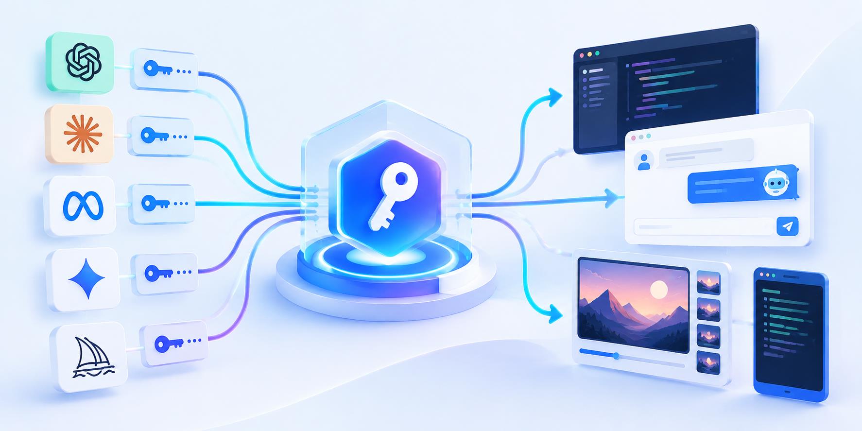 配图 2｜统一 API 网关与开发工具之间的连接示意图